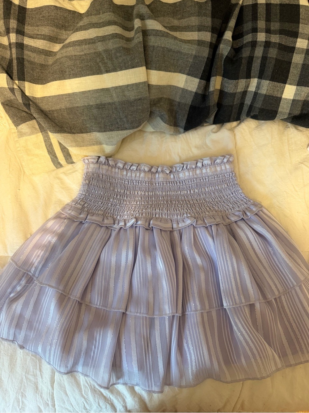 Katie J NYC Lavender Tiered Smocked Mini Skirt